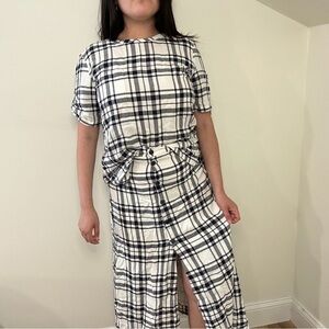 Theory Plaid Top and Skirt Set